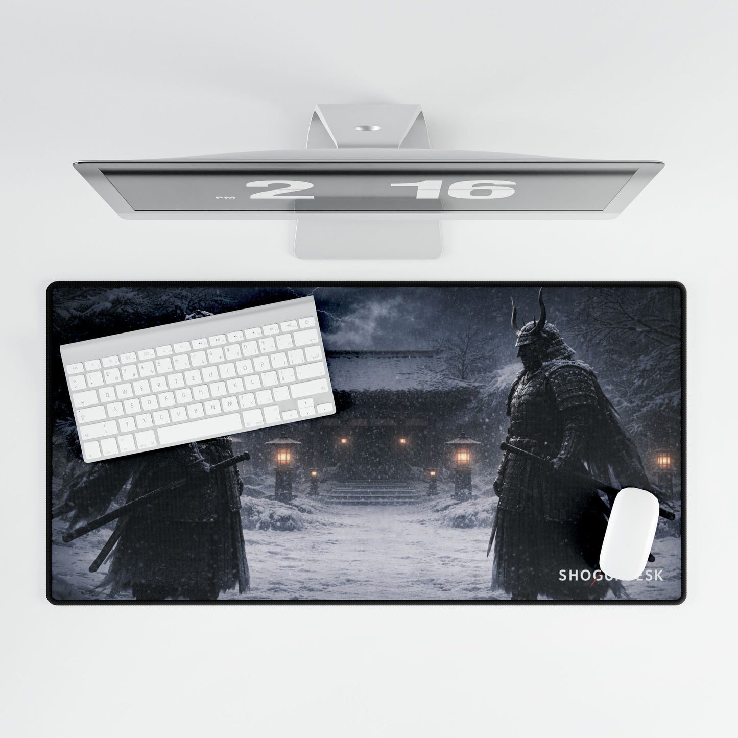 Blades Beneath Snow Desk Mat — Shadows of Edo Collection Gaming / Office Desk Pad