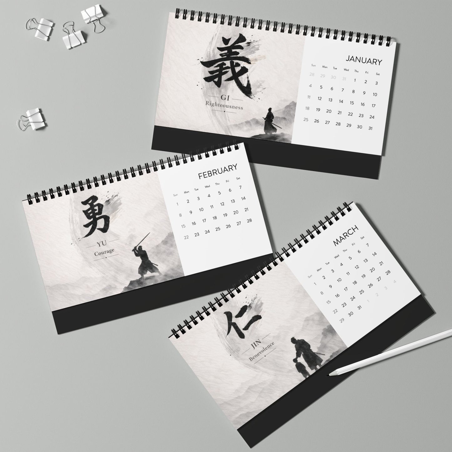 Bushido Code Calendar 2026 – Samurai Inspired Desk Calendar