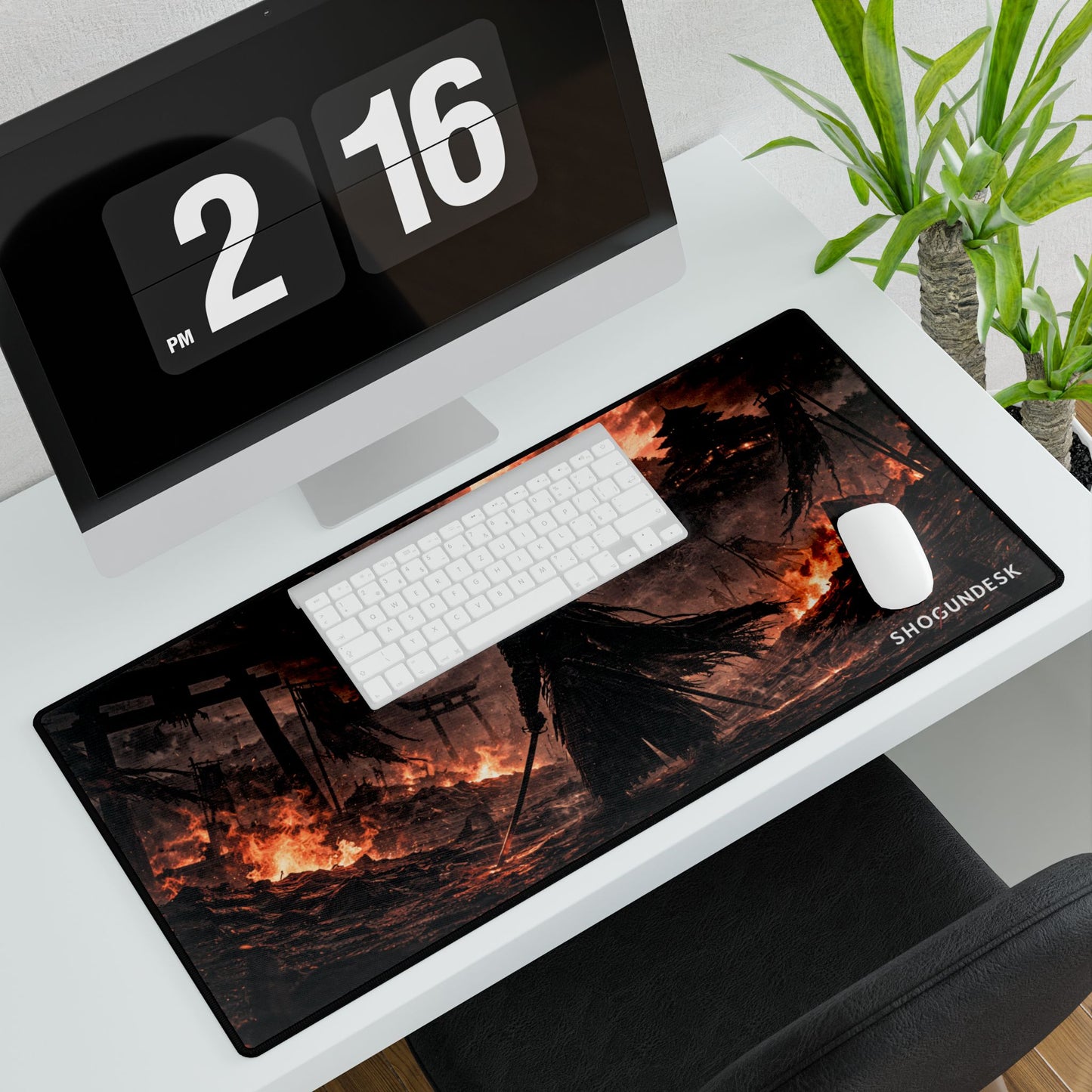 Temple of Ash Desk Mat — Shadows of Edo Collection Gaming / Office Desk Pad