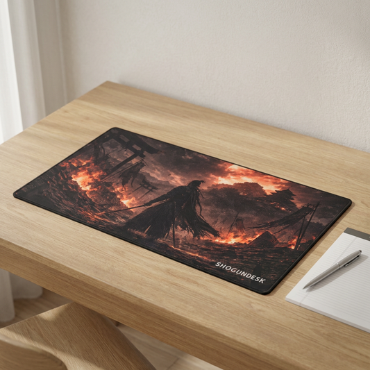 Temple of Ash Desk Mat — Shadows of Edo Collection Gaming / Office Desk Pad