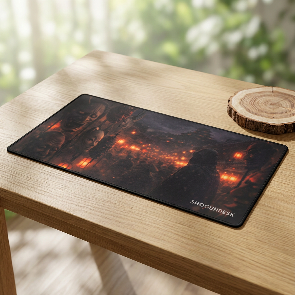 Market of Masks Desk Mat — Shadows of Edo Collection Gaming / Office Desk Pad