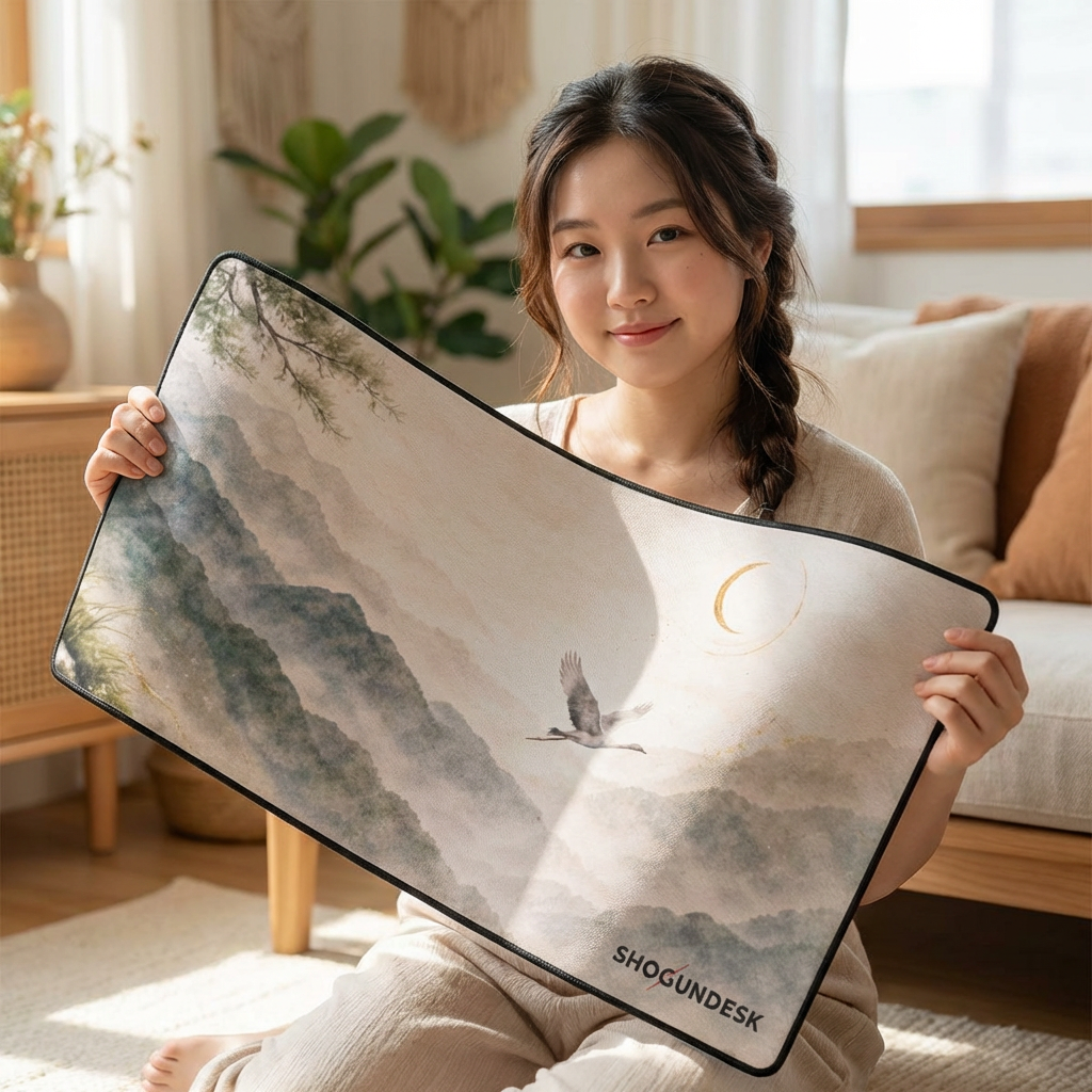 Crane Over Kyoto — Kaze to Hikari Collection Gaming / Office Desk Pad