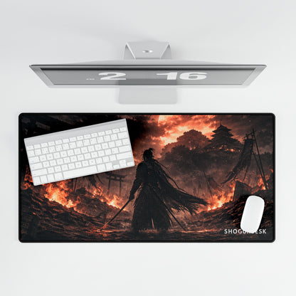 Temple of Ash Desk Mat — Shadows of Edo Collection Gaming / Office Desk Pad