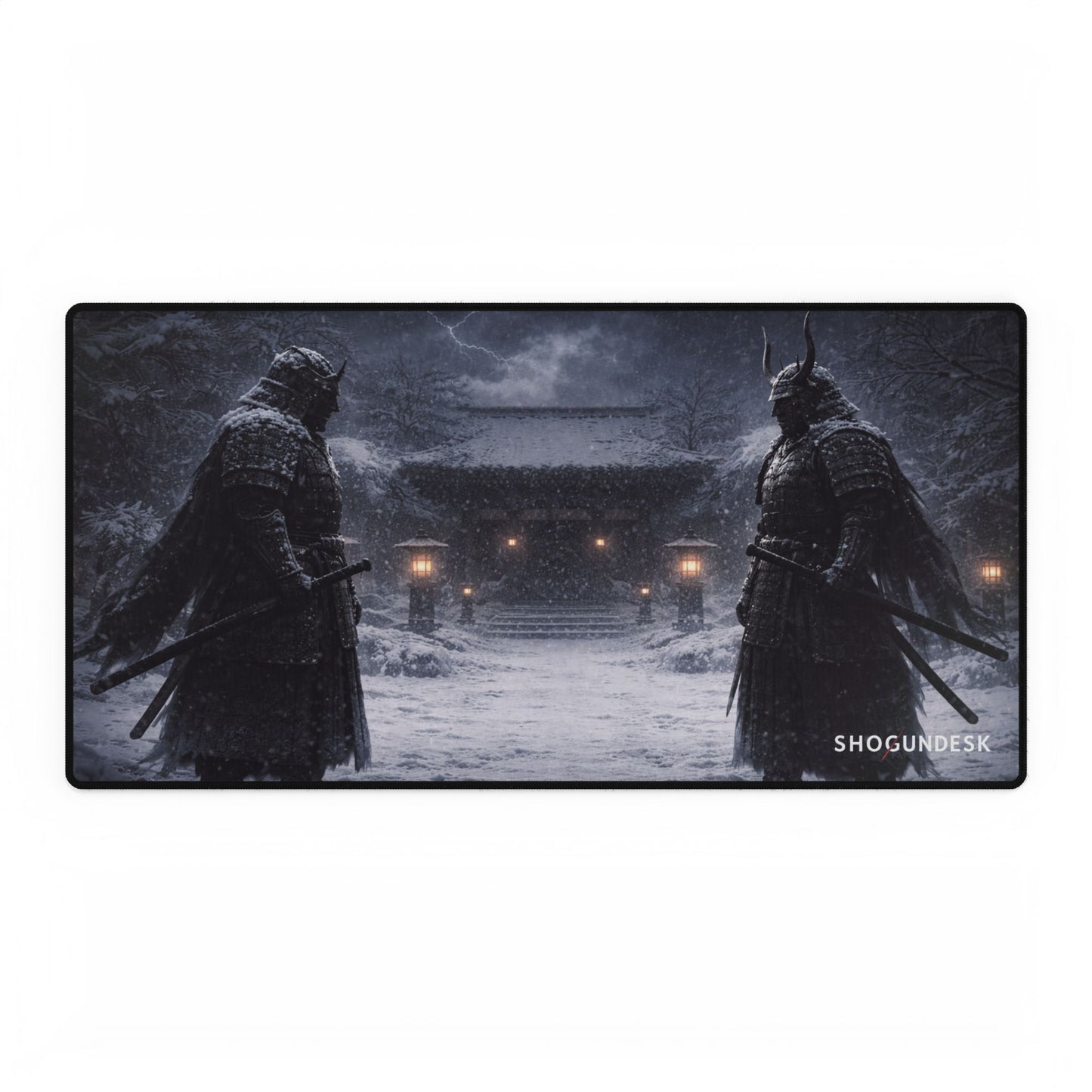 Blades Beneath Snow Desk Mat — Shadows of Edo Collection Gaming / Office Desk Pad