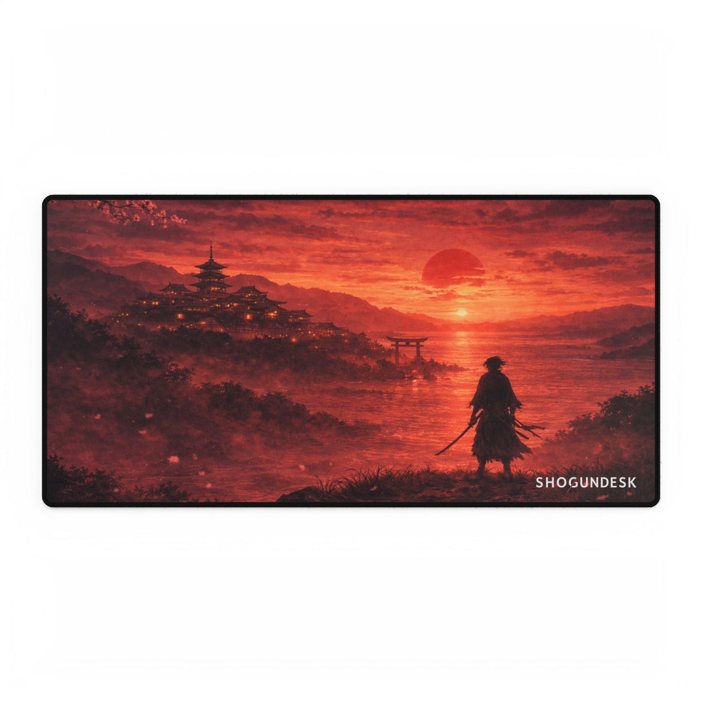 Crimson Horizon Desk Mat — Shadows of Edo Collection Gaming / Office Desk Pad