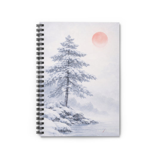 Pine & Red Sun — Spiral Notebook for Writing & Sketching